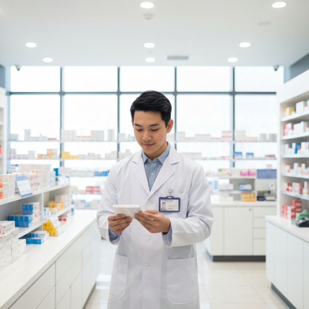 Apotheker prüft Medikamente